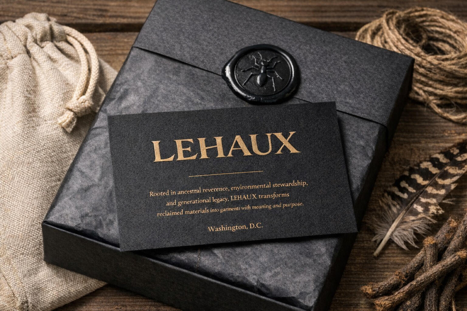 Brand world study — LEHAUX packaging concept.
